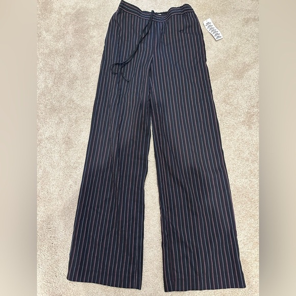 Urban Outfitters Black Pinstripe Drawstring trousers pants XS NWT - Picture 1 of 4